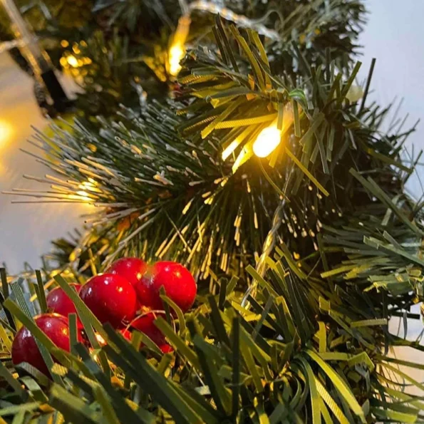 1.8/2.7m Illuminated Christmas LED Light Rattan Berries Pine Cones Garlands Decoration for Doors Trees Fireplaces Wall - Image 5