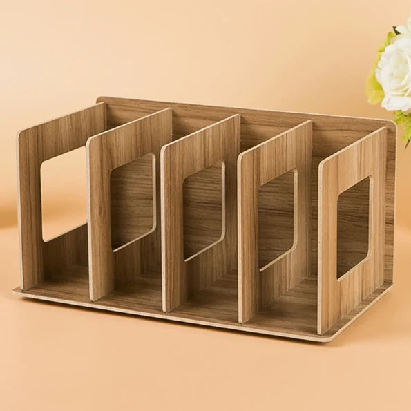 1pc Home Multifunctional Storage Cd Rack Wooden Dvd Rack Student Bookshelf Wooden Simplicity Storage Shelves