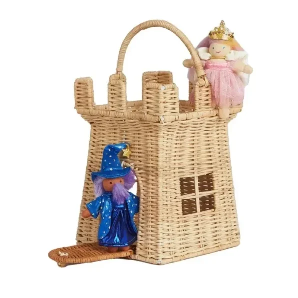 Rattan Woven Castle Basket - Cute Hand Woven Storage Basket - Image 4