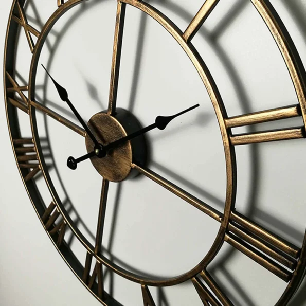 Modern 3D Large Wall Clock with Roman Numerals - Retro Metal Silent Nordic Ornament - Image 6