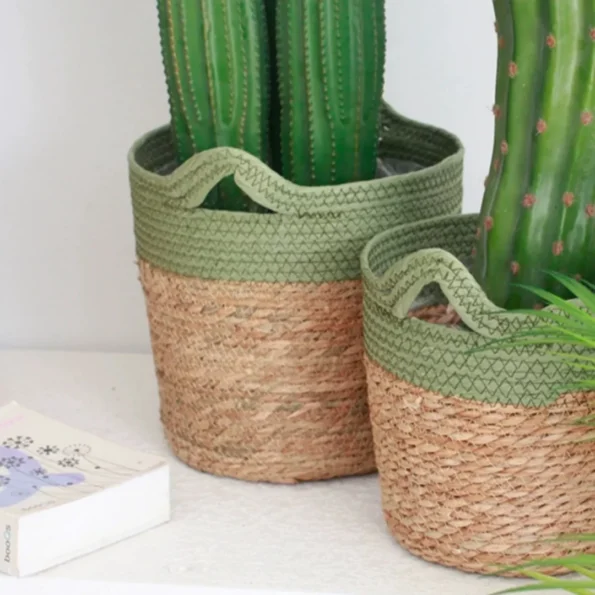 Natura Straw Storage Basket Rattan Planter Flower Pot Crafts Decoration Modern Home Living Room Bedroom Shop Garden Plant Basket - Image 4
