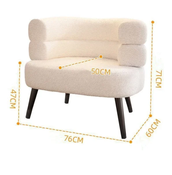 White Nordic Luxury Lamb Fleece Lazy Sofa Chair Living Room Single Casual Back Chair Bedroom Dresser Chair Balcony Coffee Chair - Image 5