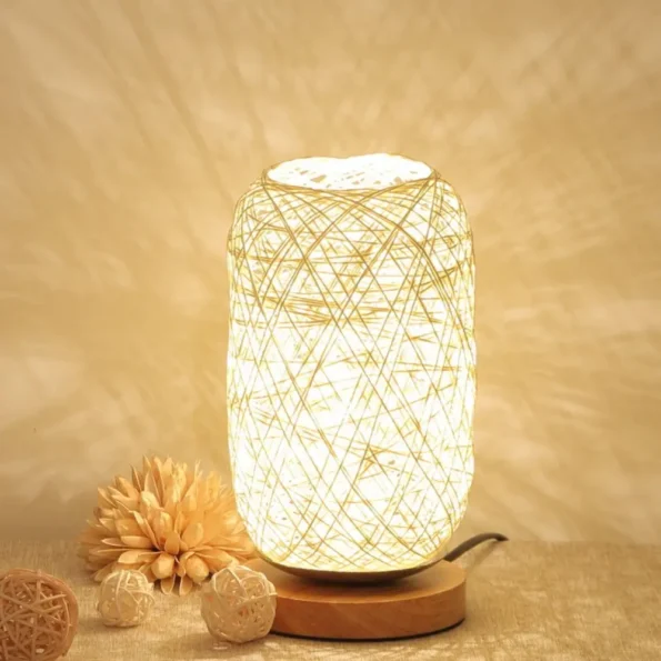 Decor Lighting Wooden Rattan Twine Led Night Light USB Plug Creative Bedside Lamp Romantic Minimalist Table Lamp Bedroom - Image 5