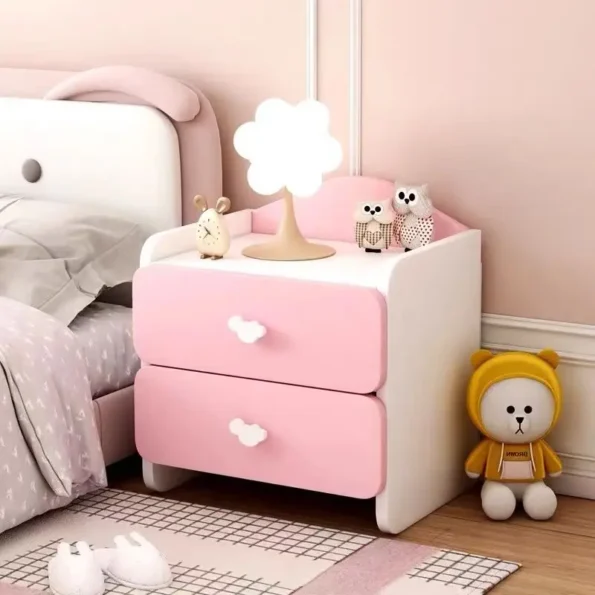Modern Double Drawers Nightstand Kid Cute Dressing Bedside Table Household Multifunctional Girl Small White Cabinet Furniture - Image 2