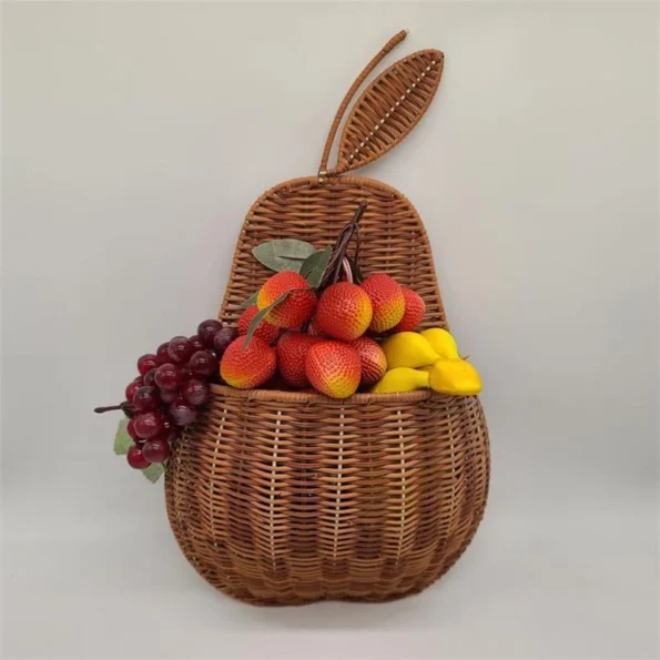 Handmade Rattan Apple Shaped Storage Basket - Image 3