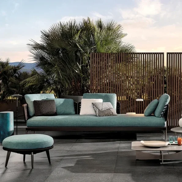 Courtyard Balcony Outdoor Sofa Leisure Terrace Designer Sunshine Room Garden Sofa Corner Vine Weaving Furniture Combination - Image 5