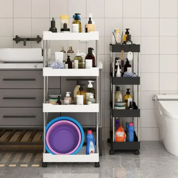 Storage Cart Multifunctional High Capacity Save Space 3/4-Tier Storage Movable Floor-Standing Rolling Vertical Shelf for Kitchen - Image 3