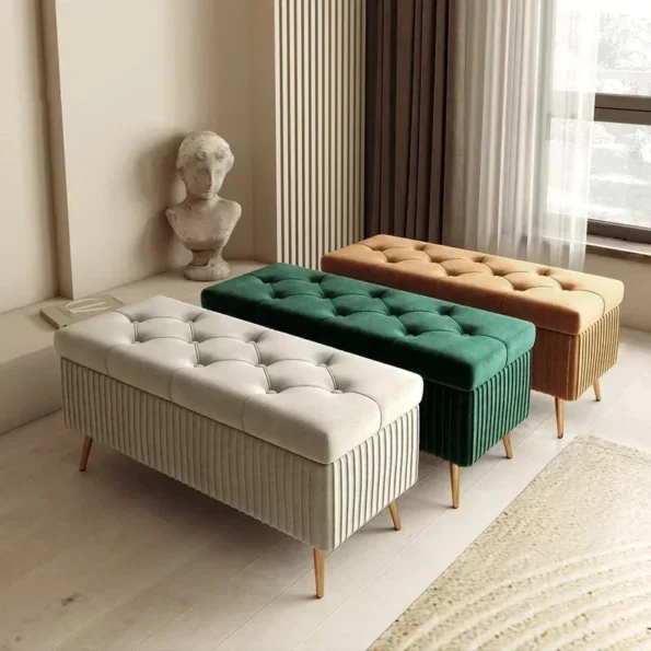 Luxury Ottoman Stool: Multifunctional Shoe Changing Bench for Bedroom and Living Room - Image 3