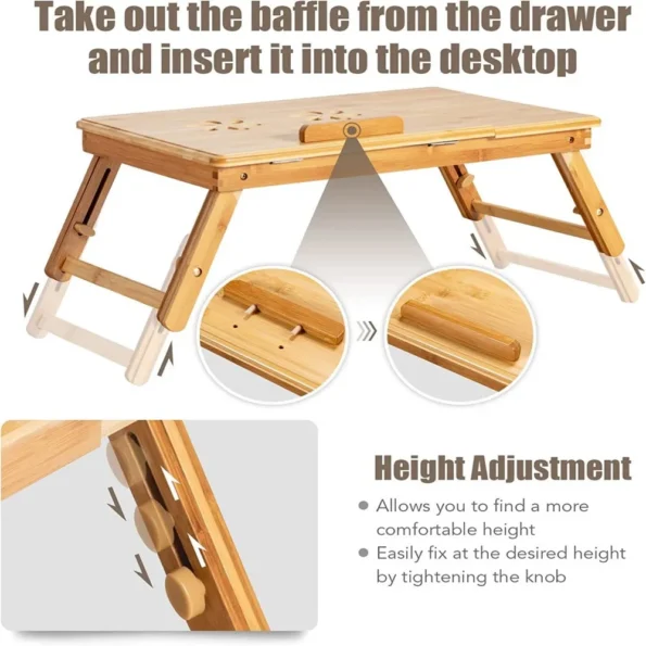 Home Folding Laptop Desk for Bed Sofa Laptop Bed Tray Table Desk Portable Lap Desk for Study and Reading Bed Top Tray Table - Image 2