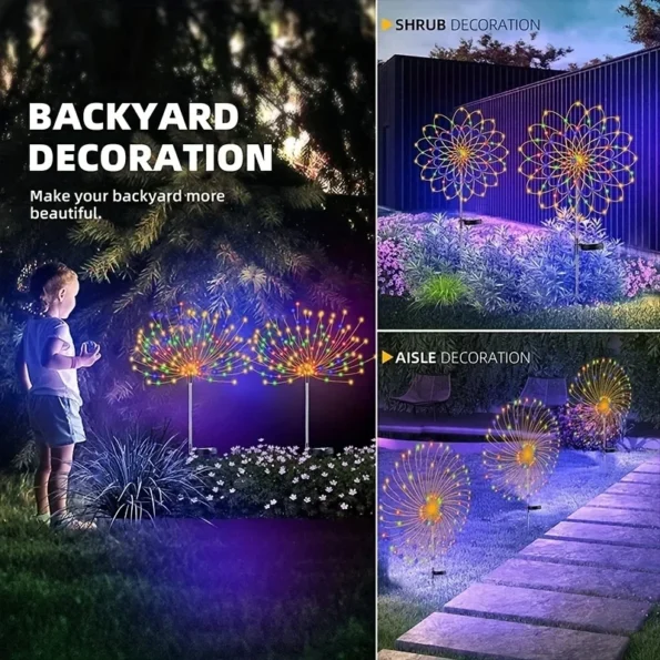 90-200LED Solar Firework Light Waterproof Outdoor 8 Lighting Modes Fairy String Light Christmas Solar Lights Garden Decoration - Image 4