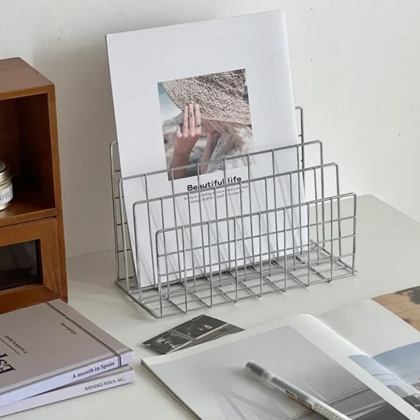 Ins Minimalist Iron Desktop Storage Rack Organizer Table Metal Organizing Rack Bookshelf Desk Multi-functional Storage Rack - Image 4