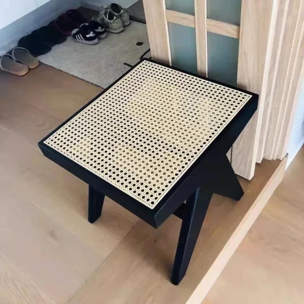JOYLIVE Rattan Weaving Solid Wood Changing Shoes Stool Dining Livingroom Stool Northern Europe Style Household New Design - Image 4