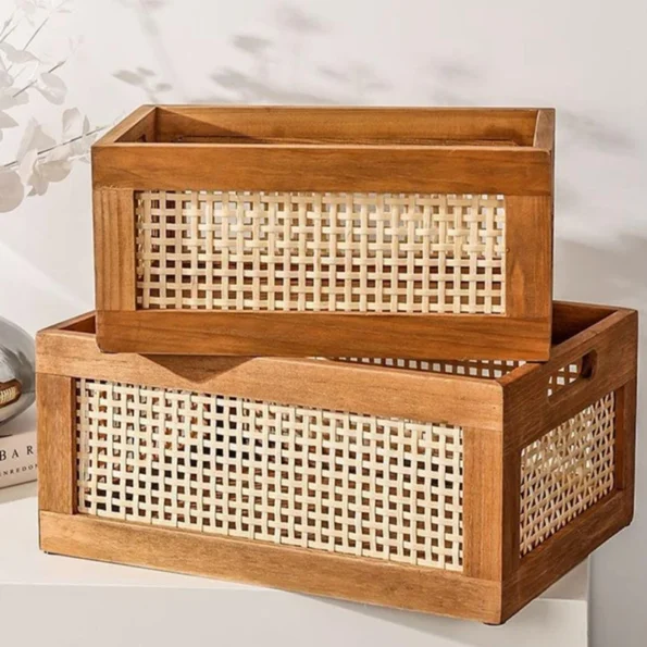Decorative Rattan Storage Basket for Book & Organizing - Image 2