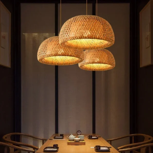 Hot Sale Decor Wooden Lamp Bar Cafe Festival Hotel Lantern Decoration Rattan Bamboo Woven Camping Craft Table Decor Lamp - Image 2