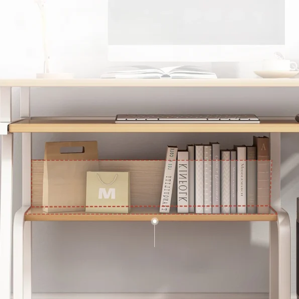 Small Computer Desk for Small Spaces,33.5" Inch Modern Writing Table with Monitor Storage Shelf for Home Office, Laptop Desk - Image 5