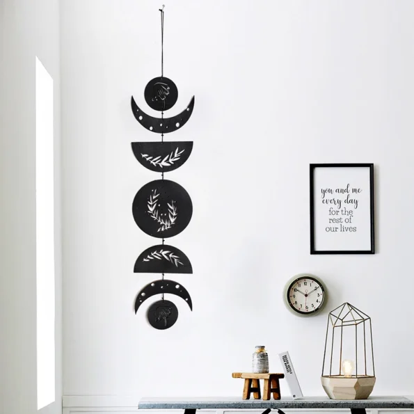 Wooden Moon Phase Garland Wall Decor Ramadan Decoration Boho Home Decor Bedroom Living Room Nursery Ornament Decor Craft Gift - Image 3