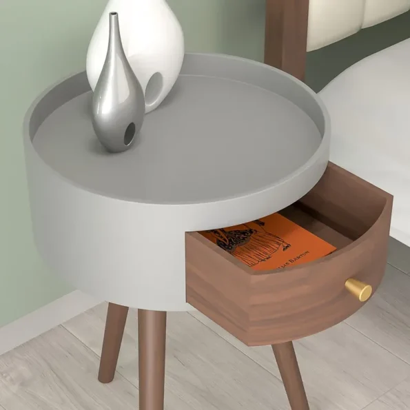 Minimalist Circular Nightstand: Italian Light Luxury Bedside Table - Image 2