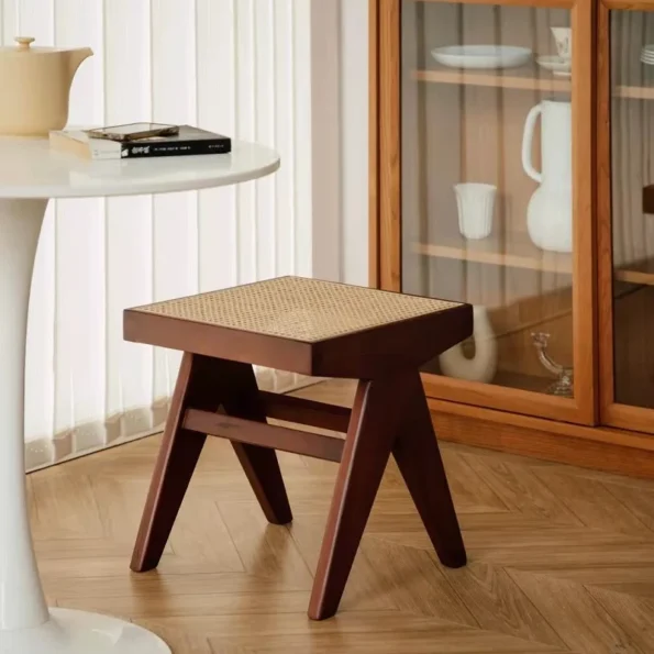 JOYLIVE Rattan Weaving Solid Wood Changing Shoes Stool Dining Livingroom Stool Northern Europe Style Household New Design - Image 3