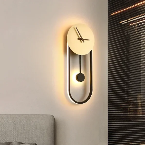 Modern LED Clock Wall Lamp - Stylish Indoor Lighting Fixture for Home Decoration - Image 6