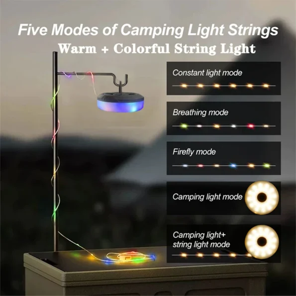 LED Camping Lamp Strip Atmosphere 10M Length Waterproof Recyclable Light Belt Outdoor Garden Decoration Lamp for Tent Room - Image 4