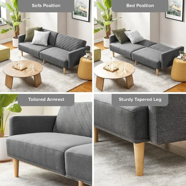 mopio Futon Sofa Bed, Couch, Small Sofa, Sleeper Sofa, Loveseat, Mid Century Modern Futon Couch, Sofa Cama, Couches - Image 6