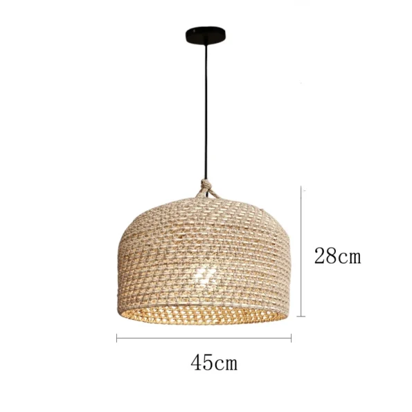 Vintage Hemp Rope Pendant Lights East Asian Style Handmade Rattan Lamp Restaurant Dining Room Kitchen Minimalist Light Fixtures - Image 6
