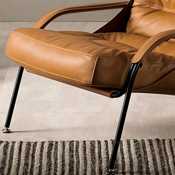 FULLLOVE Nordic Designer Single Sofa Chair Living Room Saddle Leather Leisure Chair Light Luxury Furniture Leather Lazy Recliner - Image 3