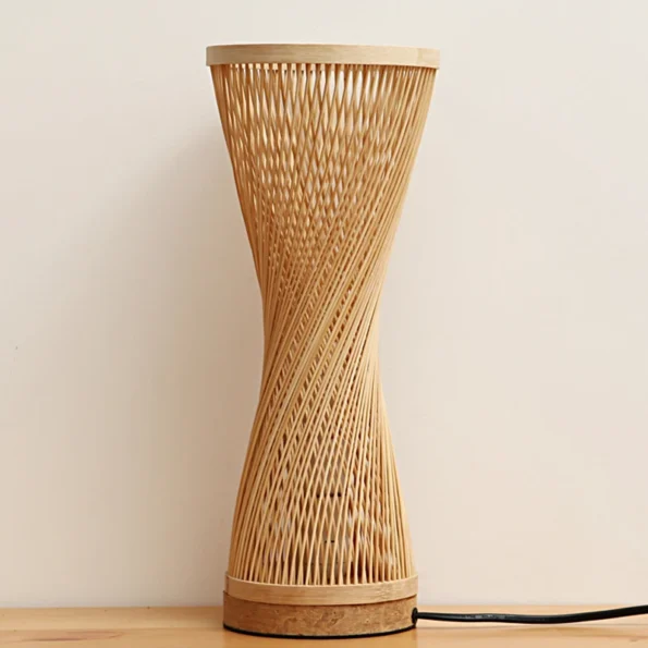 Modern Hand Knitted Weaving Bamboo Table Lamp Bedroom Bedside Lamp Wood Rattan Lampshade Room Home Decor Art Desk Light - Image 4