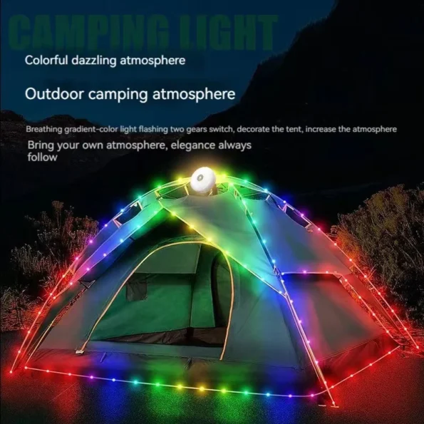 LED Camping Lamp Strip Atmosphere 10M Length Waterproof Recyclable Light Belt Outdoor Garden Decoration Lamp for Tent Room - Image 3