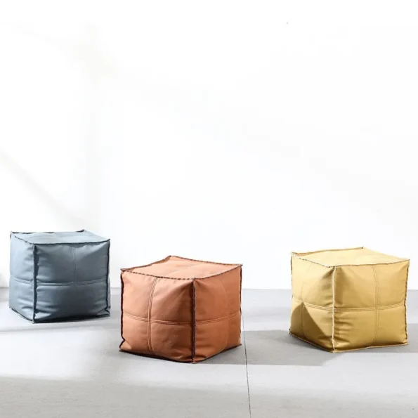 FULLOVE Creative Household Lazybones Sit In Luxury Net Red Low Stool Sitting Room Small Sofa Pedal Bedroom Leather Pier Low Sofa
