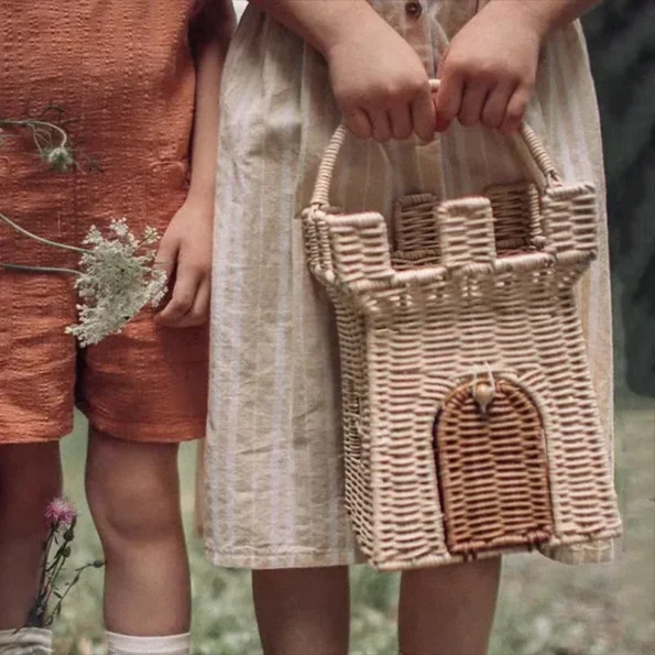 Rattan Woven Castle Basket - Cute Hand Woven Storage Basket - Image 2