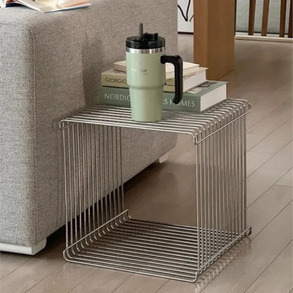 Simple And Creative Design Sofa Edge Table Can Be Used As A Mini Shelf Line Small Table Stainless Steel Small Coffee Table New - Image 5