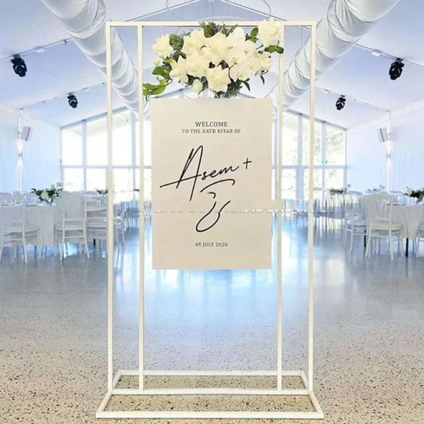 Wedding Arch Square Backdrop Balloon Stand, Shiny Metal, Gold Plating, Outdoor, Artificial Flower, Door Shelf Frame - Image 3