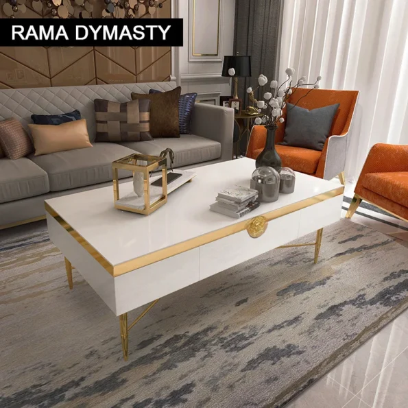 Modern Morocco New Classical Postmodern Square Stainless Steel Coffee Table Tea Table for Living Room - Image 4
