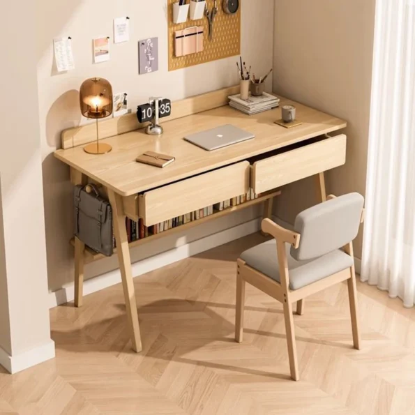 Bedroom Study Computer Table Wooden Drawers Modern Minimalist Gaming Desk Bookcase Corner Biurka Komputerowe Office Furniture - Image 2
