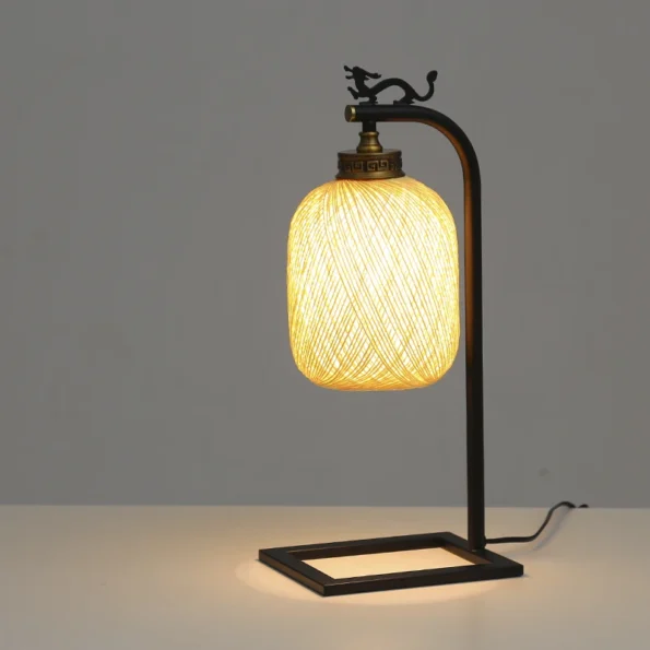 Table Lamp Rattan Study Study Bedroom Bedside Inn Chinese Zen Ancient Style Lamps - Image 2