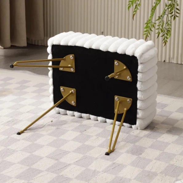 Chic Faux Fur Vanity Stool with Storage: Stylish Ottoman Chair - Image 6