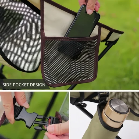 Portable Folding Moon Chair Outdoor Camping Aluminum Alloy Fishing Chair Beach Picnic Cup Bag Ultralight Folding Travel Chair - Image 6