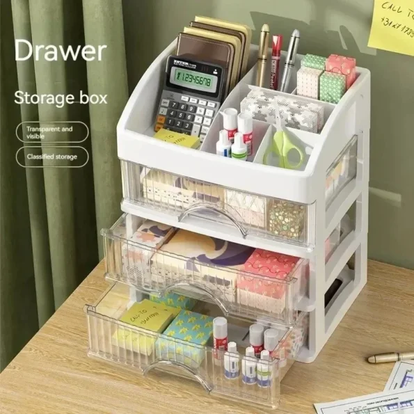 Desktop Storage Box Storage Drawer Hair Decoration Multi-layer Storage Cabinet Cosmetics Jewelry Box Stationery Multi-functional - Image 4
