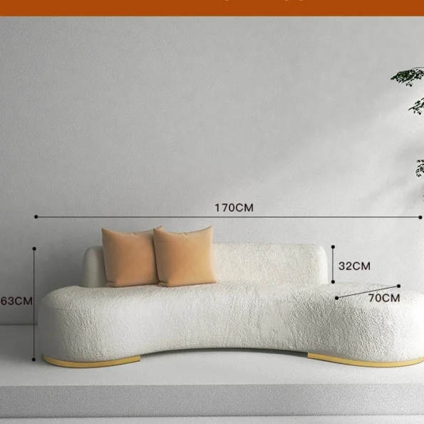 New Nordic household curved lamb velvet white high-quality office reception fabric sofa - Image 4