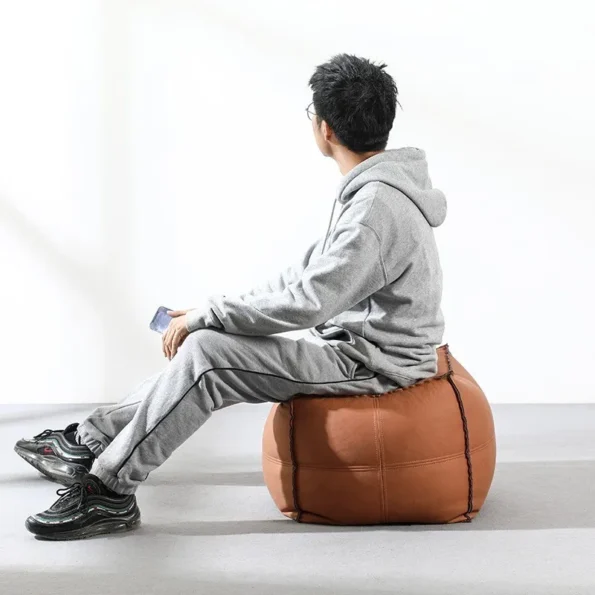 FULLOVE Creative Household Lazybones Sit In Luxury Net Red Low Stool Sitting Room Small Sofa Pedal Bedroom Leather Pier Low Sofa - Image 4