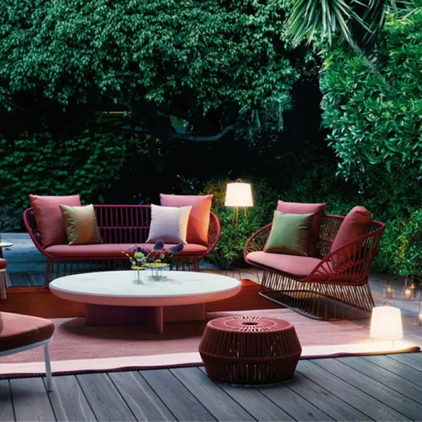 Outdoor rattan sofa courtyard waterproof and sunscreen outdoor garden balcony single rattan chair tea table combination - Image 2