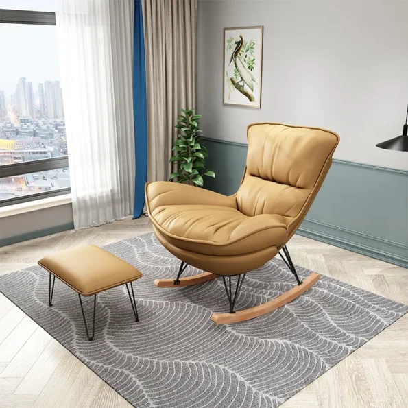 Home Lazy Living Room Sofa Nordic Style Lazy Leisure Rocking Chair Recliner Light Luxury Living Room Balcony Single Sofa Chair - Image 4