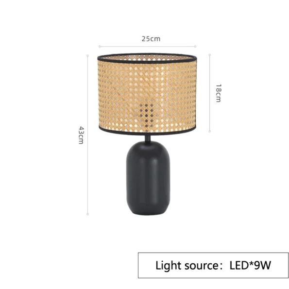 Japanese Style Wabi Sabi Style Rattan Table Lamps Black Rattan Lamp Nordic Retro Living Room Decor Bedroom Bedside Table Lights - Image 7