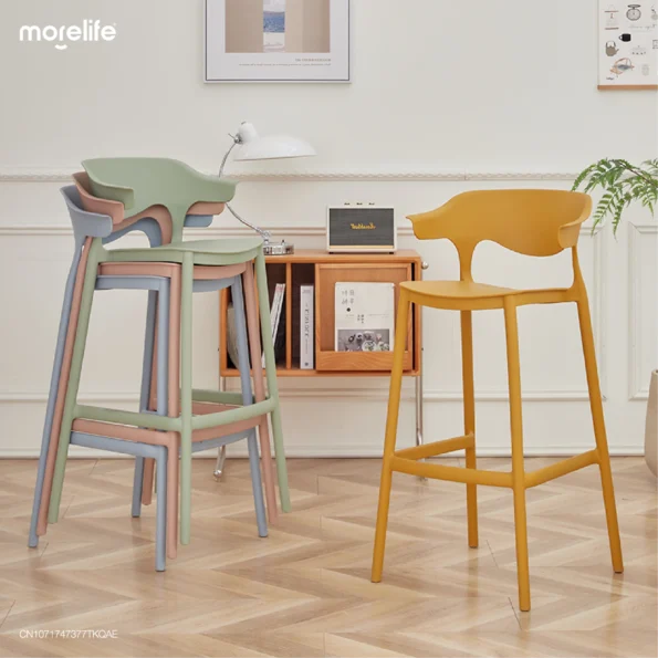 Modern Minimalist Plastic Dining Chair with Backrest - Image 6