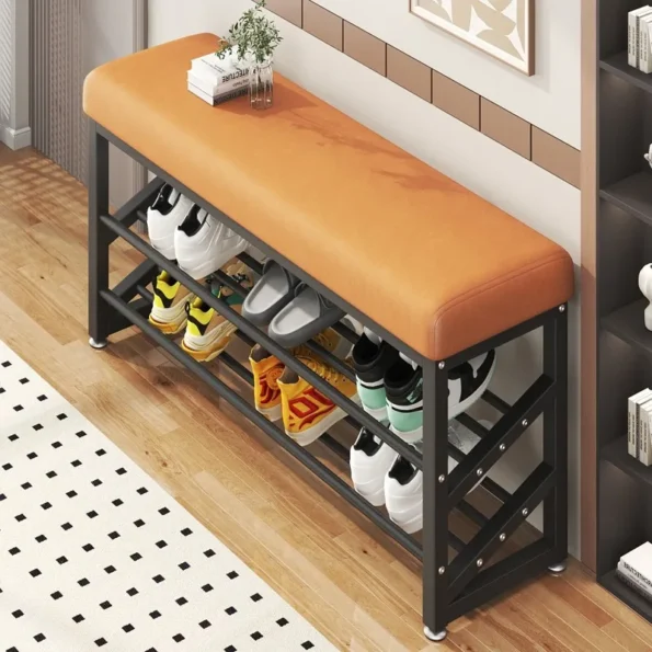 80cm Shoe Rack Bench, 3-Tier Metal Shoe Storage Organizer, Entryway Bench for Entryway Bedroom, Shoe Bench with Storage 신발 벤치 - Image 3