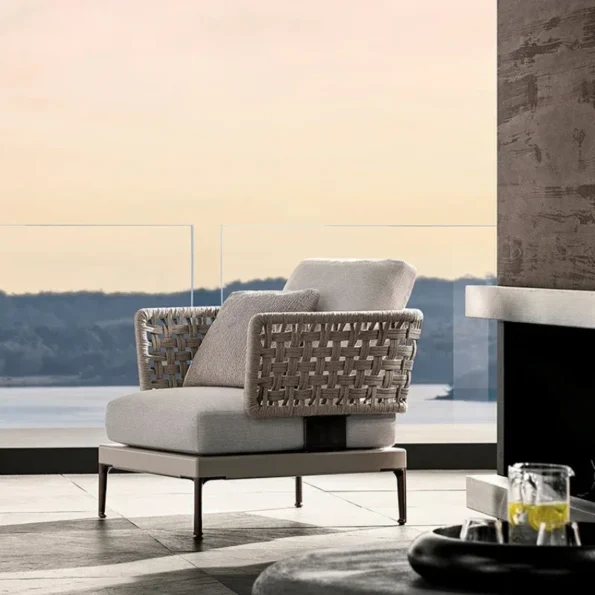 Courtyard Balcony Outdoor Sofa Leisure Terrace Designer Sunshine Room Garden Sofa Corner Vine Weaving Furniture Combination - Image 6