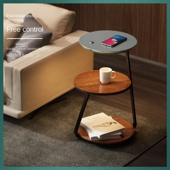 Joylove Creative Bedroom Floor Lamp Wireless Charging Living Room Rack Coffee Table Lamp Design Sense Sofa Bedside Table One - Image 2