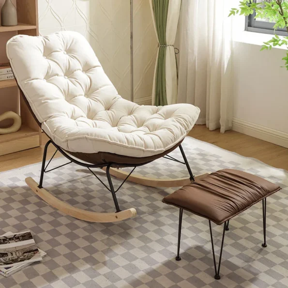 FULLLOVE Luxury Home Living Room Leisure Rocking Chair Modern Simple Single Sofa Chairs Balcony Lazy Deck Chair With Footstool - Image 4
