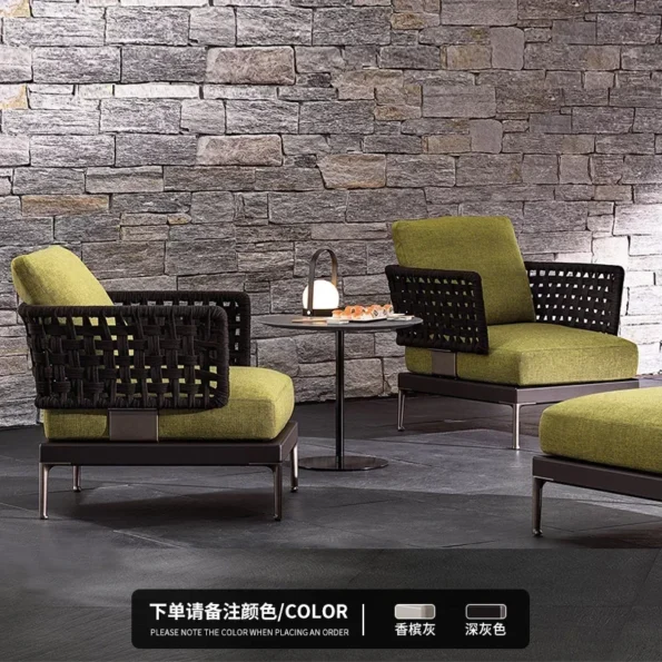 Courtyard Balcony Outdoor Sofa Leisure Terrace Designer Sunshine Room Garden Sofa Corner Vine Weaving Furniture Combination - Image 8